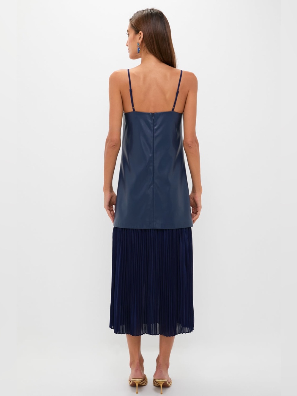 NWT Tuckernuck Hyacinth House Ozzy Mixed Media Pleated Midi Dress Medium - Picture 5 of 16